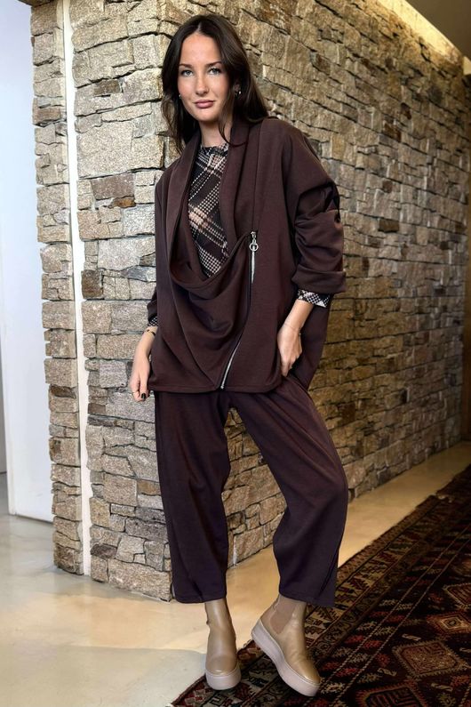 Sola Smart Tech Drape Relaxed Biker Jacket Chocolate